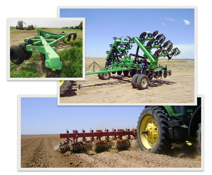 three separate images of Bigham Ag Machinery being used